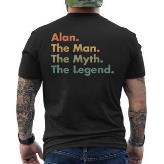 Alan The Man The Myth The Legend Dad Grandpa Mens Back Print T-shirt | Mazezy