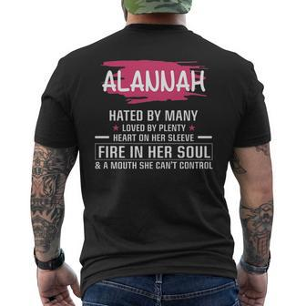 Alannah Name Gift Alannah Hated By Many Loved By Plenty Heart Her Sleeve Mens Back Print T-shirt - Seseable