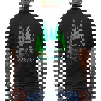 Alaska - Alaskan Northern Light Trees With Bear Mens Back Print T-shirt - Thegiftio