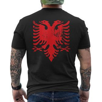 Albanian Flag Double Headed Eagle Albania Flag Mens Back Print T-shirt - Seseable
