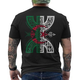 Algerian Flag With Yaz Amazigh Roots Proud Algerian Berber Men's T-shirt Back Print | Mazezy