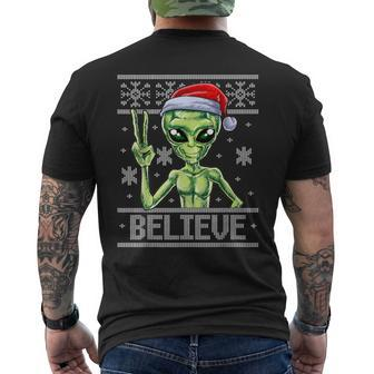 Alien Believe Ugly Christmas Sweaters Men's T-shirt Back Print - Monsterry DE