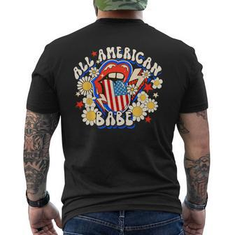 All American Retro Flower Babe 4Th Of July Usa Lip Patriotic Mens Back Print T-shirt - Monsterry AU