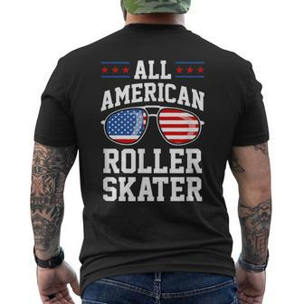 All-American Roller Skater 4Th Of July American Flag Mens Back Print T-shirt | Mazezy
