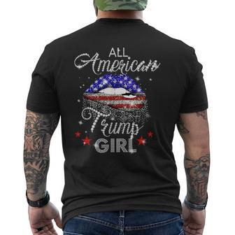 All American Trump Girl Usa Flag Lips Gop Vote 2024 Usa Funny Gifts Mens Back Print T-shirt | Mazezy