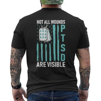 All Wounds Are Visible Ptsd Usa Flag Ptsd Awareness Flag Mens Back Print T-shirt | Mazezy