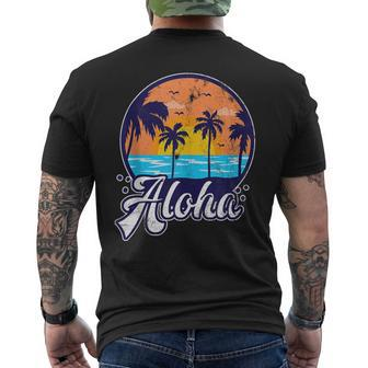 Aloha Tropical Beach Palm Trees Men's T-shirt Back Print | Mazezy