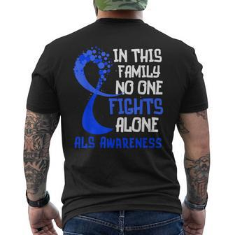 Als Awareness Blue Ribbon Family Fighter Hope Men's T-shirt Back Print - Seseable