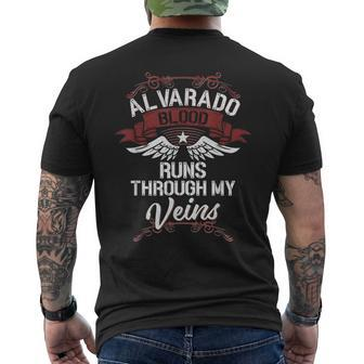 Alvarado Blood Runs Through My Veins Last Name Family Men's T-shirt Back Print - Seseable