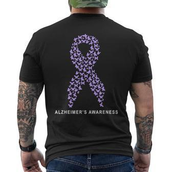 Alzheimer Awareness A Purple Ribbon On Alzheimer's Day Men's T-shirt Back Print | Mazezy
