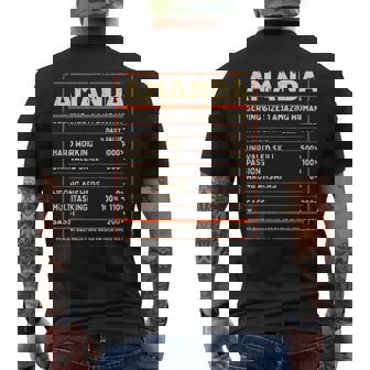 Amanda Nutrition Facts Personalized Girls Name Quirky Men's Back Print T-shirt | Mazezy