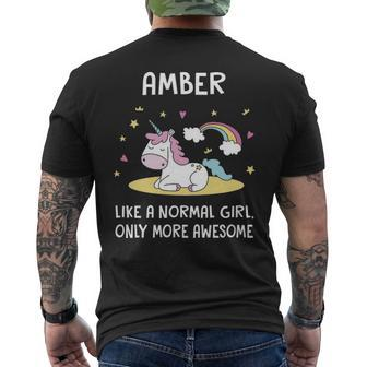 Amber Name Gift Amber Unicorn Like Normal Girlly More Awesome Mens Back Print T-shirt - Seseable