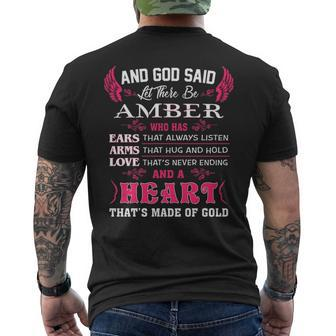 Amber Name Gift And God Said Let There Be Amber V3 Mens Back Print T-shirt - Seseable