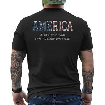 America A Country So Great Even Its Haters Wont Leave Mens Back Print T-shirt | Mazezy DE