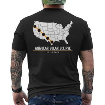 America Annular Solar Eclipse Map Usa 2023 State Event Men's T-shirt Back Print - Monsterry