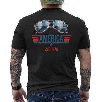 America Est 1776 Usa 4Th Of July Patriotic Sunglasses  Mens Back Print T-shirt