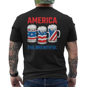 America The Brewtiful Funny July 4Th American Flag Patriotic Mens Back Print T-shirt | Mazezy