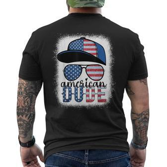 American Dude 4Th Of July Usa Flag Glasses American Family  Mens Back Print T-shirt