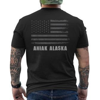 American Flag Aniak Alaska Usa Patriotic Souvenir Men's T-shirt Back Print | Mazezy