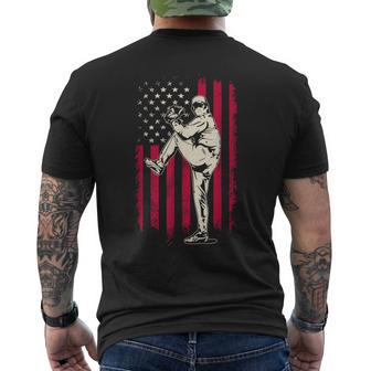 American Flag Baseball Red White Blue 4Th Of July Boys Men Mens Back Print T-shirt | Mazezy