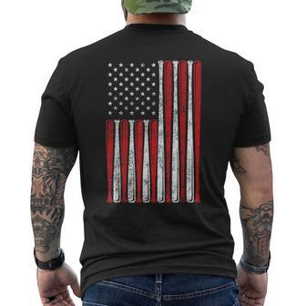 American Flag Baseball Red White Blue For 4Th Of July Usa Mens Back Print T-shirt | Mazezy