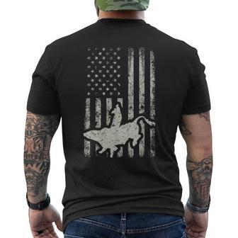 American Flag Bull Riding Cowboy Gift For Men Rodeo Rodeo Funny Gifts Mens Back Print T-shirt | Mazezy