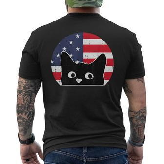 American Flag Cat 4Th Of July Kitten Patriotic Pet Lover Mens Back Print T-shirt | Mazezy