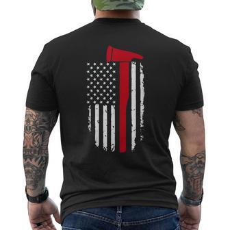American Flag Firefighter Pride Mens Back Print T-shirt | Mazezy