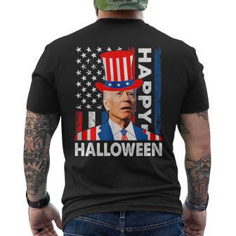 American Flag Happy Halloween Confused For 4Th Of July Men's Crewneck Short Sleeve Back Print T-shirt - Monsterry
