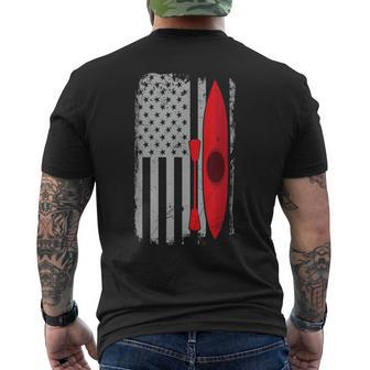 American Flag Kayak -Distressed Usa Outrigger Canoe Kayaking Men's T-shirt Back Print | Mazezy