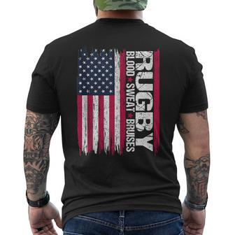 American Flag Rugby Usa America 4Th Of July Gift Mens Back Print T-shirt | Mazezy