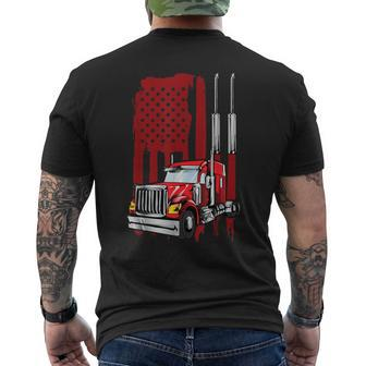 American Flag Semi Truck Driver Truck Lovers Trucker Men's T-shirt Back Print | Mazezy