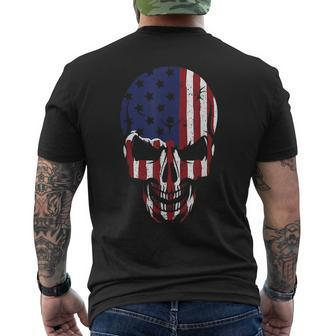 American Flag Skeleton Skull Head Mens Back Print T-shirt | Mazezy