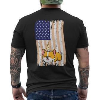 American Flag Sleeping Corgi Mens Back Print T-shirt | Mazezy