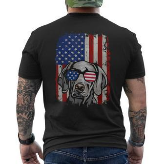 American Flag Weimaraner Men's T-shirt Back Print | Mazezy