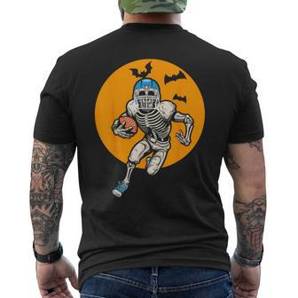 American Football Skeleton Halloween Boys Football Fan Men's T-shirt Back Print - Seseable