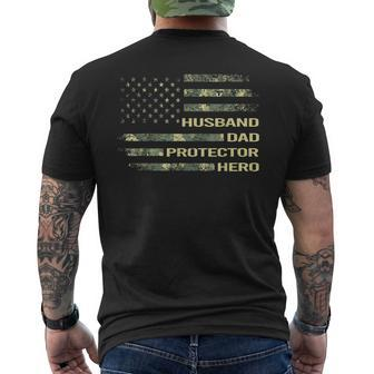 American Husband Dad Protector Hero Army Fathers Day Men's Back Print T-shirt | Mazezy