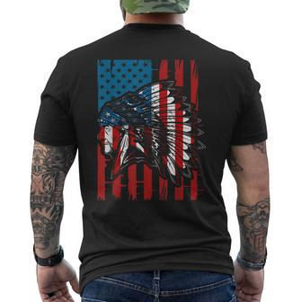 American Indian Roots Us Flag Indigenous Native American Men's T-shirt Back Print | Mazezy