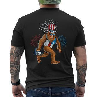 American Patriotic Bigfoot 4Th Of July Sasquatch Men Boy Mens Back Print T-shirt | Mazezy