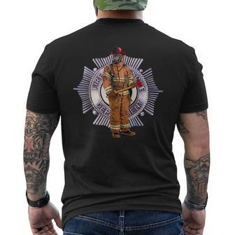 American Pride Firefighter Mens Back Print T-shirt | Mazezy