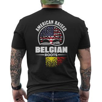 American Raised With Belgian Roots Belgium Belgian Flag Mens Back Print T-shirt - Seseable