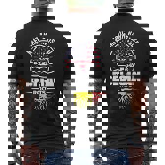 American Raised With Belgian Roots Belgium Belgian Flag Mens Back Print T-shirt - Seseable