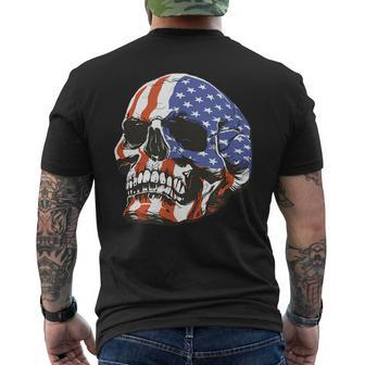 American Skull Patriotic American Flag Skeleton Patriotic Funny Gifts Mens Back Print T-shirt | Mazezy