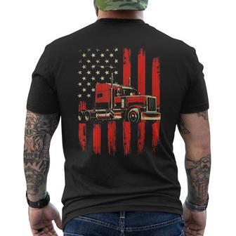American Trucker - Semi Truck Driver Trucking Big Rig Mens Back Print T-shirt - Thegiftio UK