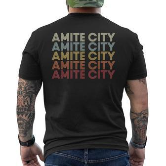 Amite City Louisiana Amite City La Retro Vintage Text Men's T-shirt Back Print | Mazezy