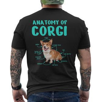 Anatomy Of A Corgi Gifts For Dog Lovers Funny Dog Owner Mens Back Print T-shirt | Mazezy