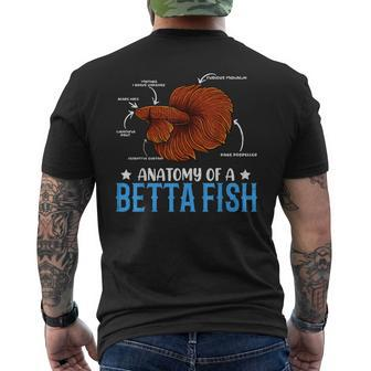 Anatomy Of Betta Fish Funny Fishkeeping Aquarium Graphic Mens Back Print T-shirt | Mazezy