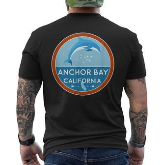 Anchor Bay Ca Dolphin California Vacation Souvenir Mens Back Print T-shirt | Mazezy