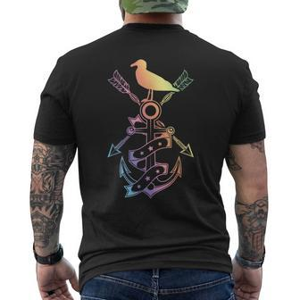 Anchor Captain Sailor Seagull Travel Tattoo Coast - Gift Mens Back Print T-shirt | Mazezy