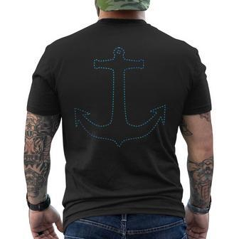 Anchor Outline Blue Teal Ocean Lover Gift Mens Back Print T-shirt | Mazezy